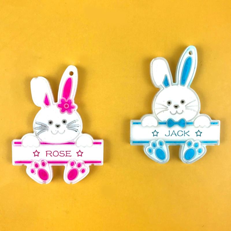Shiny Glossy Easter Couple for Key Pendant Mold Resin Craft Easter Day Bunny Mold for DIY Keychain Necklace Charms Makin