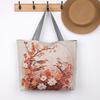 Elephant Hello Kitty Butterfly Embroidered Canvas Tote Bag With Seamed Stitching For Daily Use