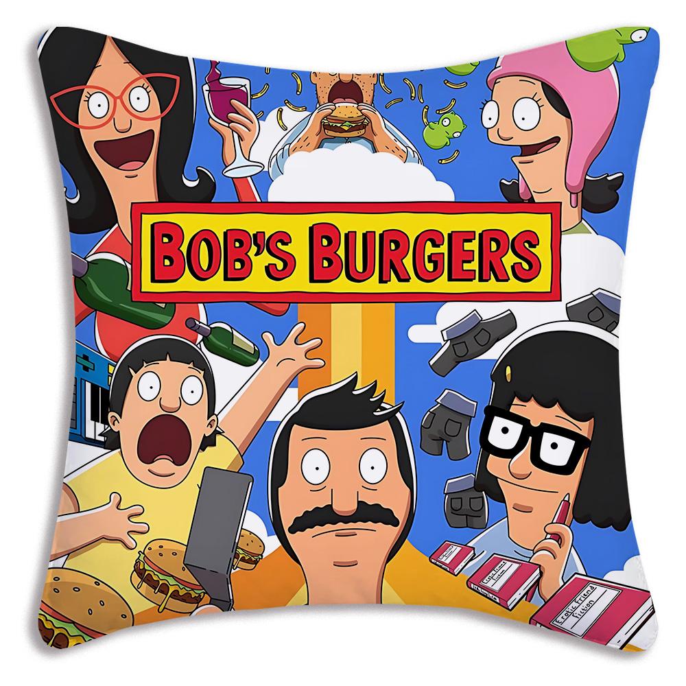 Cartoon B-Bobs B-Burgers Pillow Covers Cartoon Sofa Decorative Home Double-sided Printing Short Plush Cute Cushion Cover