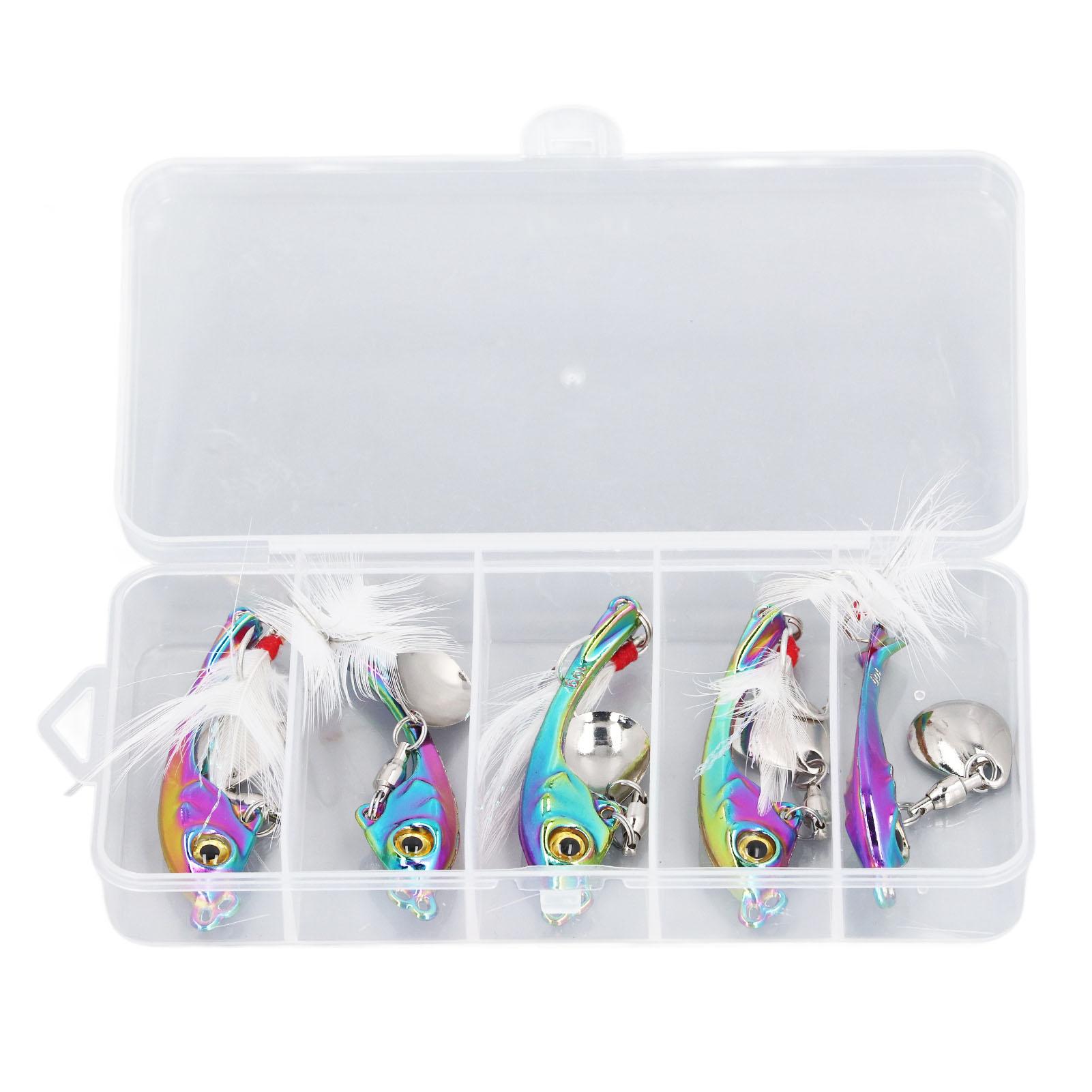 

5 шт. Рыболовная блесна Спиннербейт Окунь Форель Лосось Набор спиннербейтов с коробкой для снастей Оперенный тройник