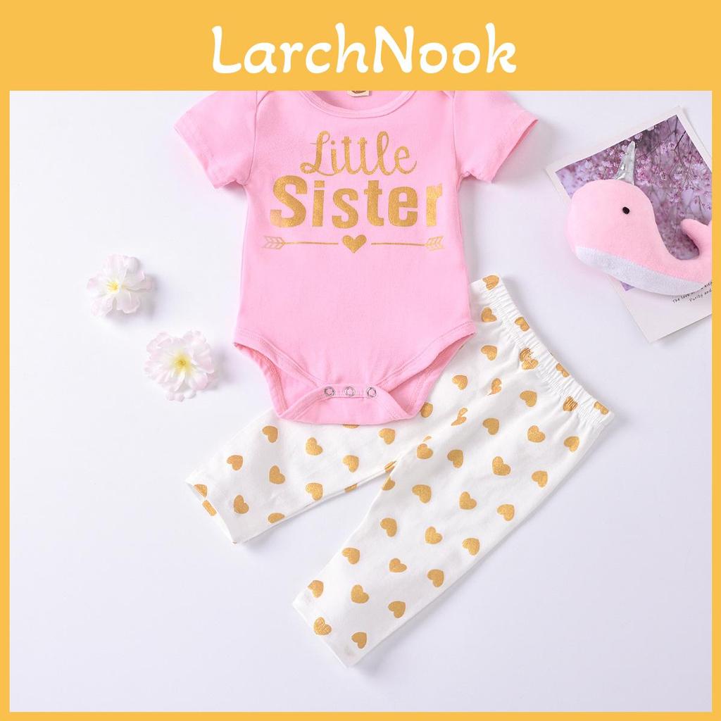 Fashionable Big Little Sister Clothing, Cotton Tee Long Pants, Gold Embossed Letters, Different Colors And Sizes