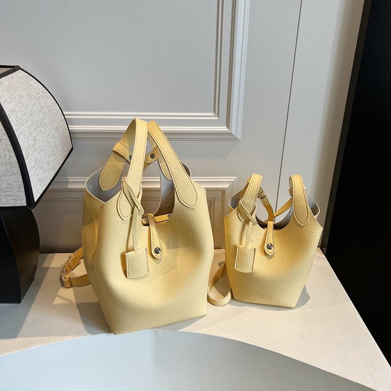 

Сумка-ведро с рисунком личи для овощей, большая вместимость, женская трендовая повседневная универсальная сумка-мессенджер через плечо Small жёлтый