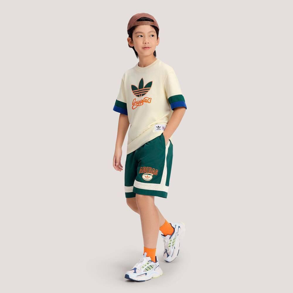 adidas Originals Casual Sports Suit Basketball Daily Loose Round Neck Pullover Short Sleeve T-Shirt Shorts 2-Piece Set Kids Sets KG3341
