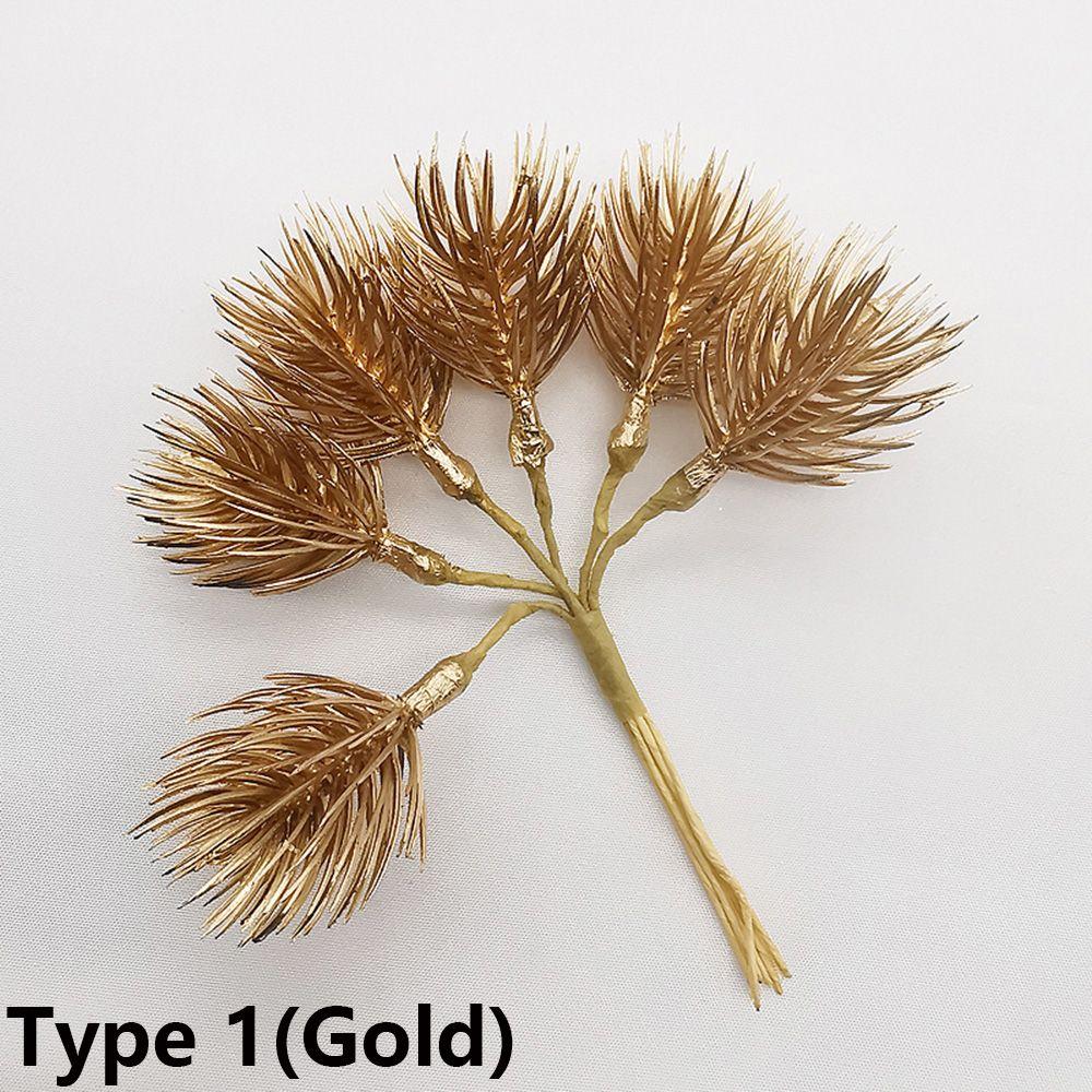 6PCS/Bundle DIY Xmas Ornament Home Decor Pine Artificial Flowers Simulation Plants Faux Grass