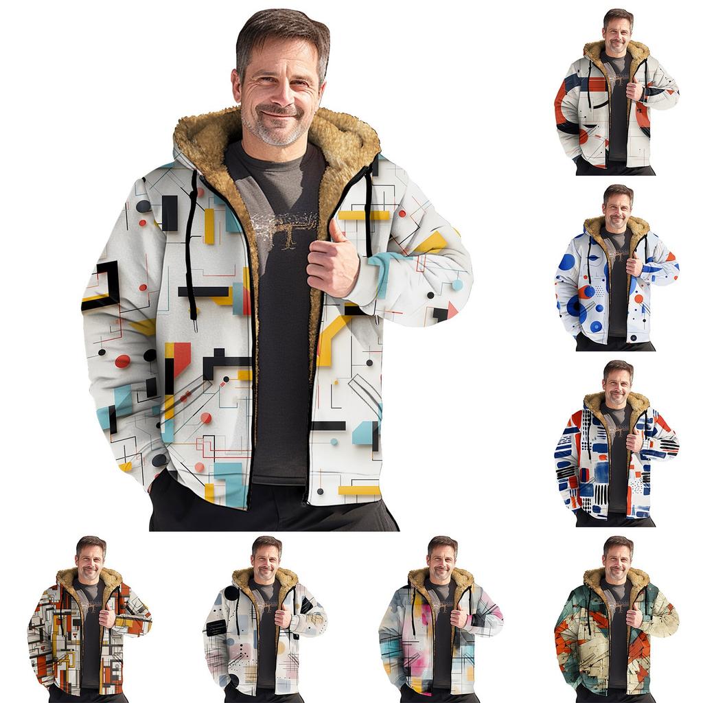 Men's Print Jacket Men's Spring And Autumn Casual Trend Zipper Hooded Jacket