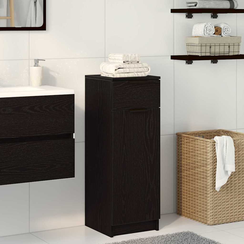 Bathroom Cabinet with Door Black Oak Effect 32 x 34 x 90 cm