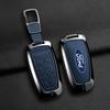 Metal Leather Car Smart Key Case Protect Shell For Ford Explorer Edge Escape Bronco F-150 Mustang Focus MK4 Kuga Taurus Sticker RM9