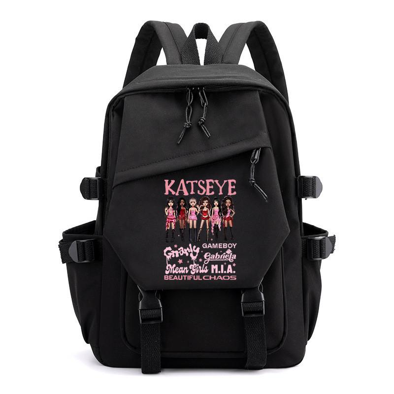 Kinder Schüler KATSEYE Bedruckter Rucksack Outdoor Schule Wasserdichte Leinwand Nylon Tasche