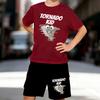 Set de 2 piese pentru băieți Tornado Kid Imprimat, Set Tricou cu Mânecă Scurtă și Pantaloni Scurți pentru Copii Vârsta 5-14 Ani, Haine Sportive Casual Albe de Vară