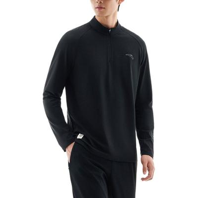 Comfortable Casual Thick Simple Stand Collar Sweatshirt Men Tops Basic-Black 952445404-4