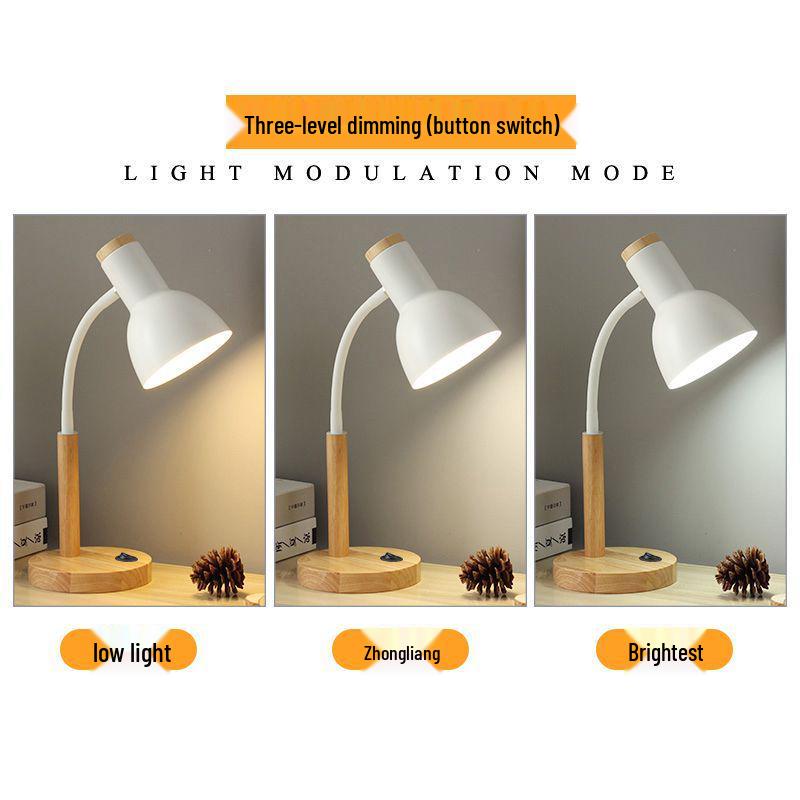 Nordic Retro Eye Protection Table Lamp - Bedside & Study Desk Lamp with Plug-in Feature