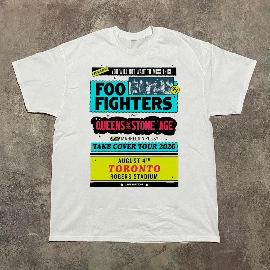 Foo Fighters 2026 Take Cover Tour White Cotton Shirt S-5XL CL757 L