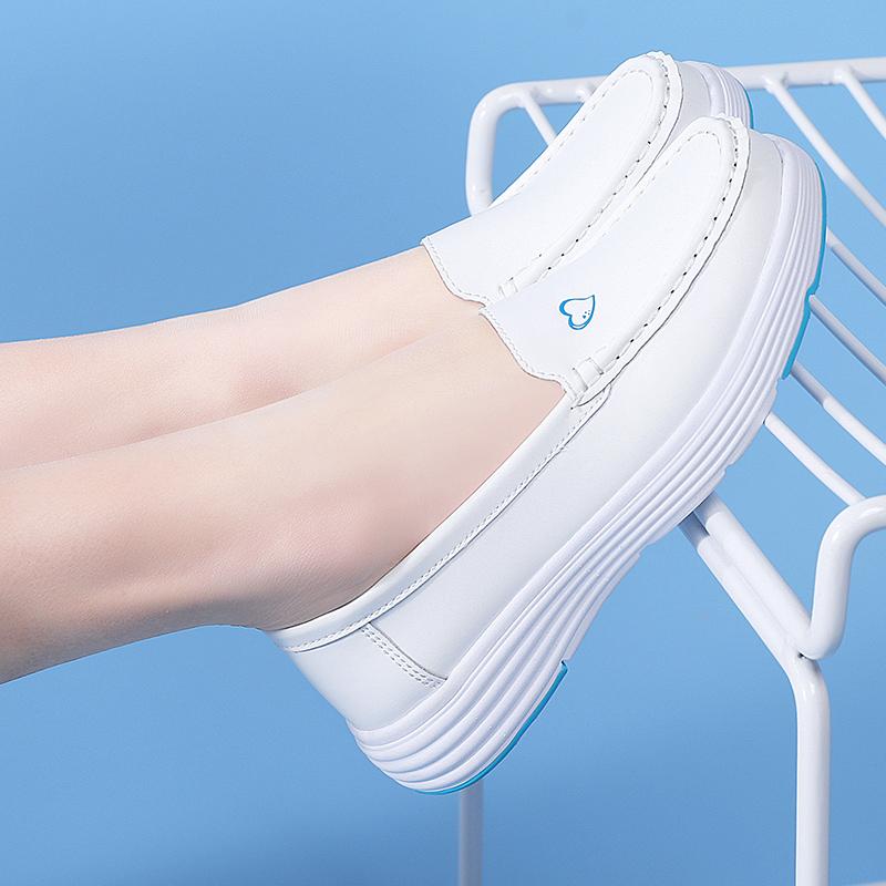 Women’s Moccasins Black Loafers Leather Driving White Casual Slip On Walking Shoes Nurse Shoes