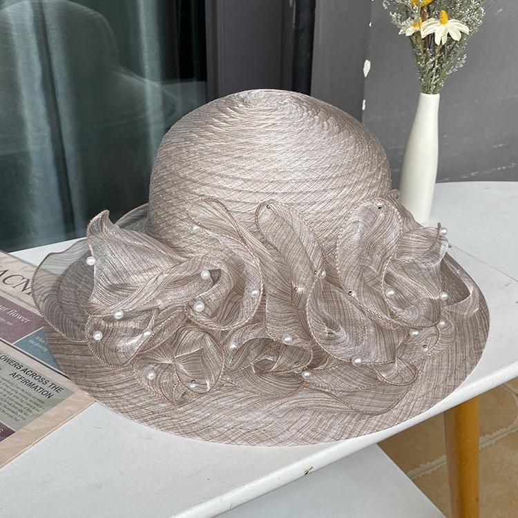 Eugen yarn large flowerpot hat women's fashion mesh visor summer breathable travel sun protection beach hat