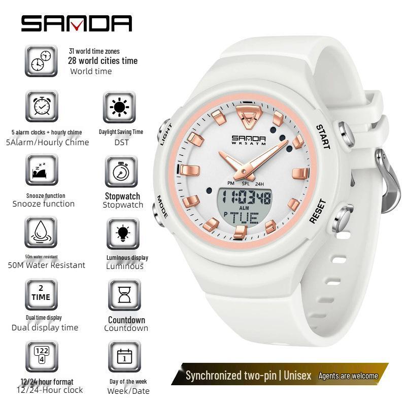 SANDA Dopamine Trend Waterproof Casual Wristwatch for Men and Women