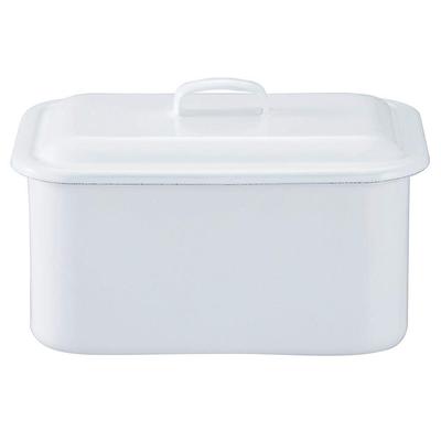 Nichi Nichi Dougu Enamel Storage Container, Rectangle Canister, 2kg Rice Storage, Bread Case, White, Made In Japan