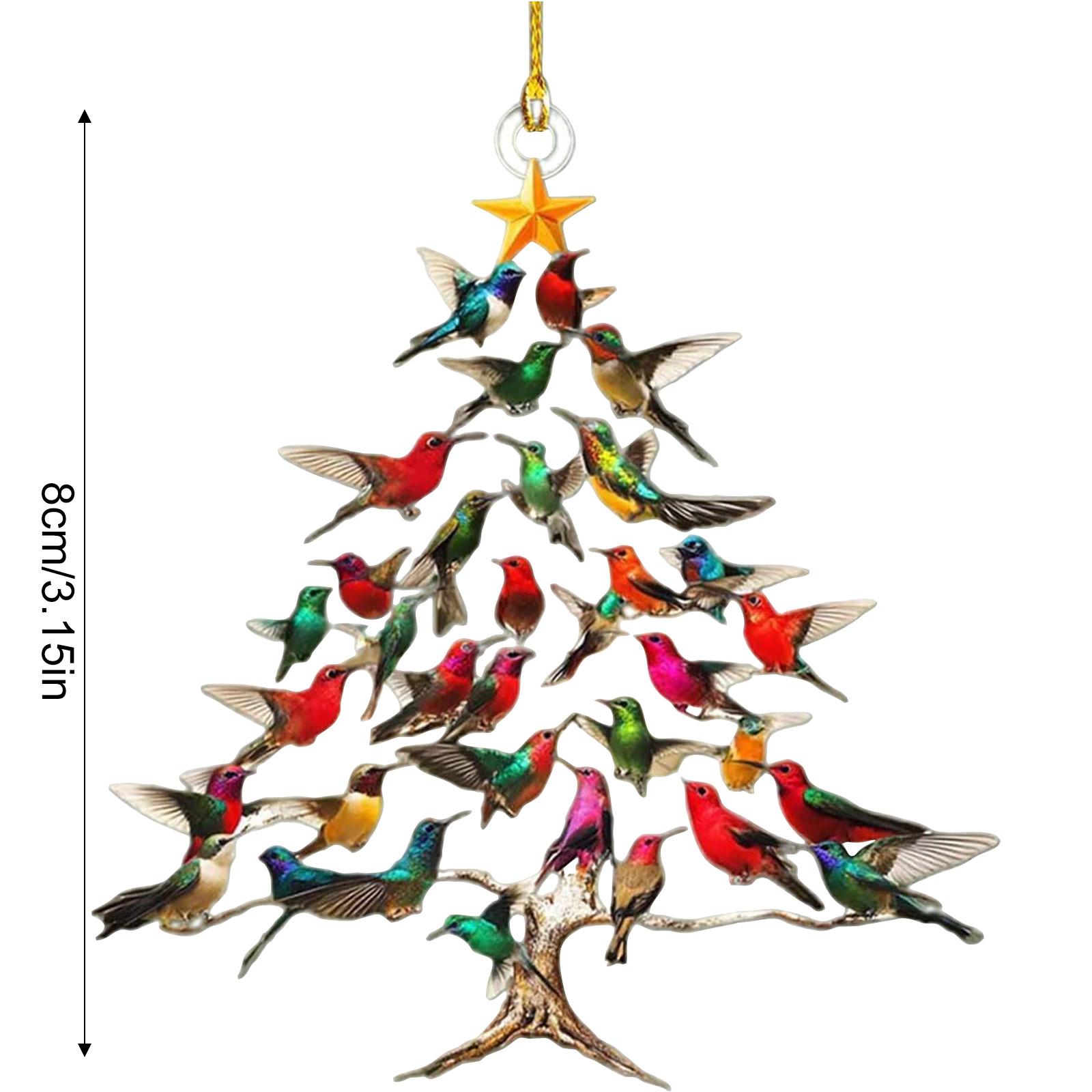 

Акриловая плоская имитация птицы, подвеска-украшение, разноцветная колибри, украшение для рождественской елки, рождественские DIY принадлежности для вечеринки One Size