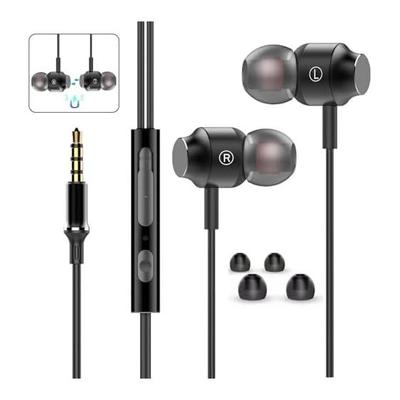 [Autumn 2023 Earphones 3.5mm Wired with Microphone and Remote Control Headphones Compact Noise Blocking Heavy Bass Clear Calls Sound Leak Prevention