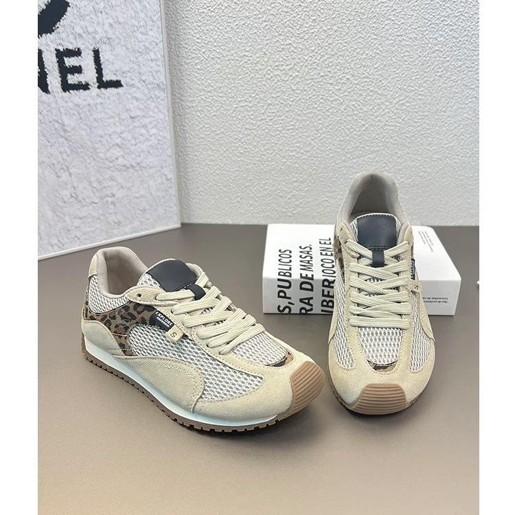 2025 Summer New Versatile Thick Sole Heightened Thank You Forrest Gump Shoes Women's Mesh Breathable Leather Sports Dad Shoes Tide