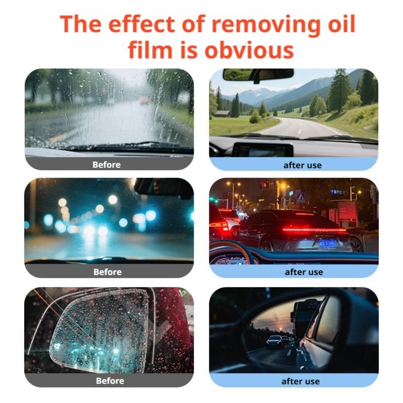 Glass Oil Film Remover With Towel Windshield Oil Film Coating Cleaning Paste 100g Scratch-Free Cleaning For Coating Preparation