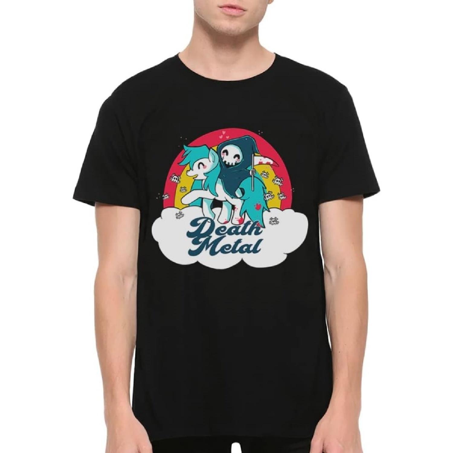 Death Metal Grim Reaper and Unicorn Funny T-Shirt S