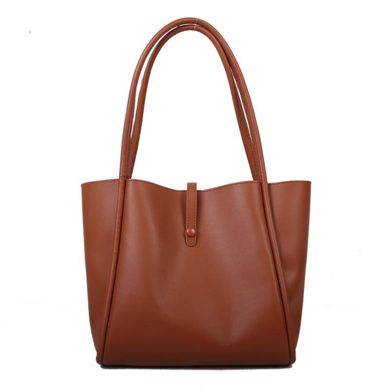 New solid color mother and child bag simple trendy portable tote large capacity retro spring fashion shoulder bag