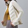 Women's Lightweight Seamless Splicing White Goose Down Jacket Slim Fit Thermal Sports Coat For Running Fitness Yoga