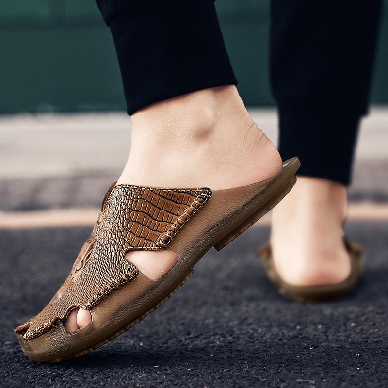 Sandali Casual da Uomo vera pelle Comodi Sandali da Esterno per Uomo Pantofole Traspiranti Scarpe da Spiaggia Antiscivolo uomo