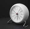 ARNE JACOBSEN Budzik stołowy 11 cm Skandynawski design Retro Alarm Dźwięk BANKERS 43675 Biały (Cichy projekt)