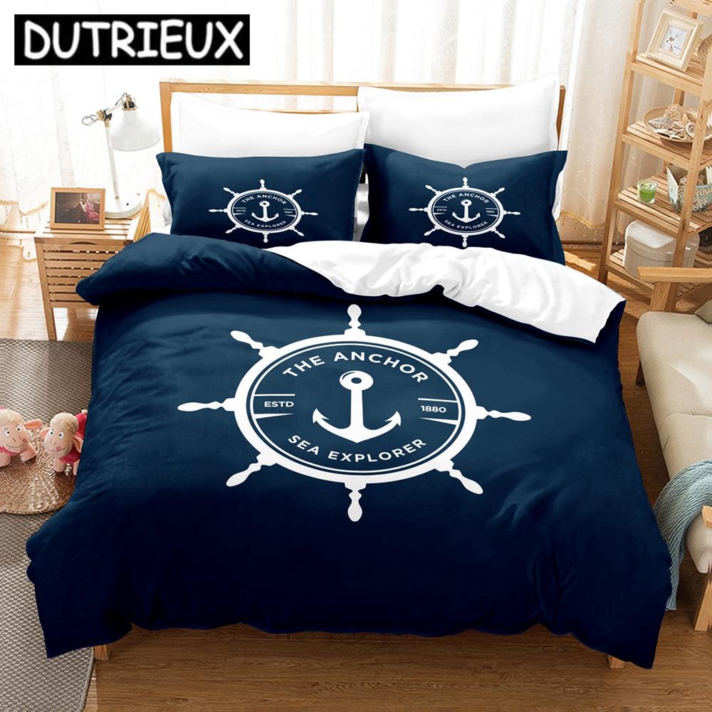 Marine Anchor Bedding Set Single Twin Full Queen King Size 3D Printed Duvet Cover for Adult Kids Bedroom