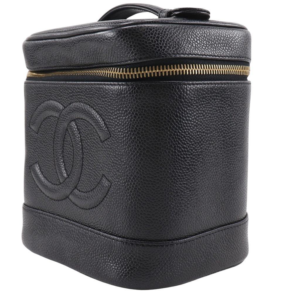 CHANEL Vanity Pouch A01998 COCO Mark black leather Women Used