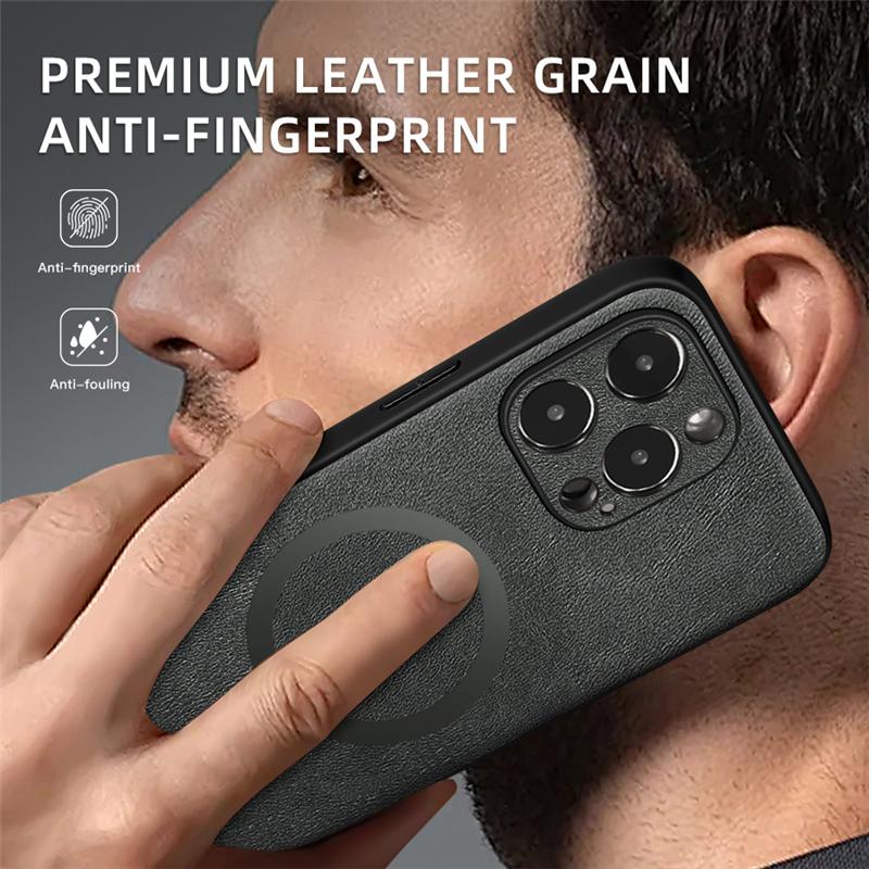 Wireless Charging For Magsafe Magnetic Phone Cases For iPhone 16 13 15 14 11 12 Pro Max 16e Leather Cover For iPhone 15 16 Plus