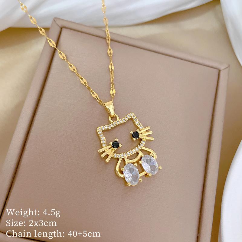 Butterfly Heavy Industry Necklace Women'S Copper Micro-Inlaid Real Gold Electroplating Delicate Clavicle Chain Neck Chain