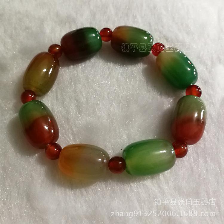 Jade Tricolor Oval Chalcedony Agate Bracelet