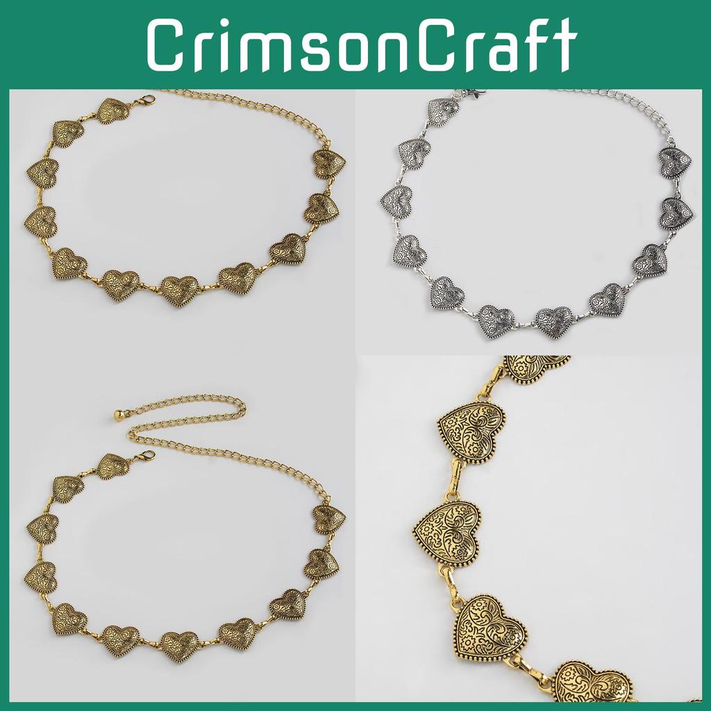 Waist Metal Classic Chain For Women With Heart Pendant And Floral Design For Fashion Accessory