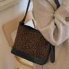 Leopard Print Bag Women's 2025 New Autumn and Winter Niche Light Luxury High-end Shoulder Bag Suede Messenger Bucket Bag