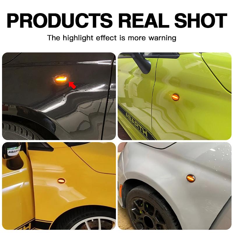 2PCS for Alfa 4C Ford KA Lancia Ypsilon Lybra Fiat 500L 500C 500 Abarth 500 595 695 LED Dynamic Side Marker Turn Signal Lights