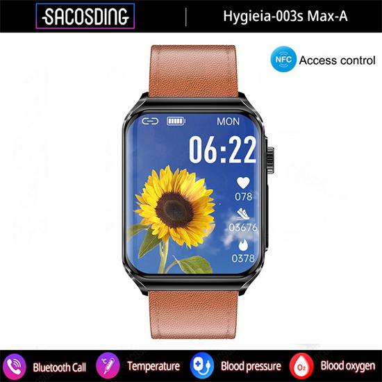 SACOSDING Hygieia-003s Max-A Bluetooth Call Smart Watch 320*380 HD 1,85 palcový displej EKG+HRV+NFC Multifunkční sportovní hodinky IP67 Vodotěsné chytré hodinky