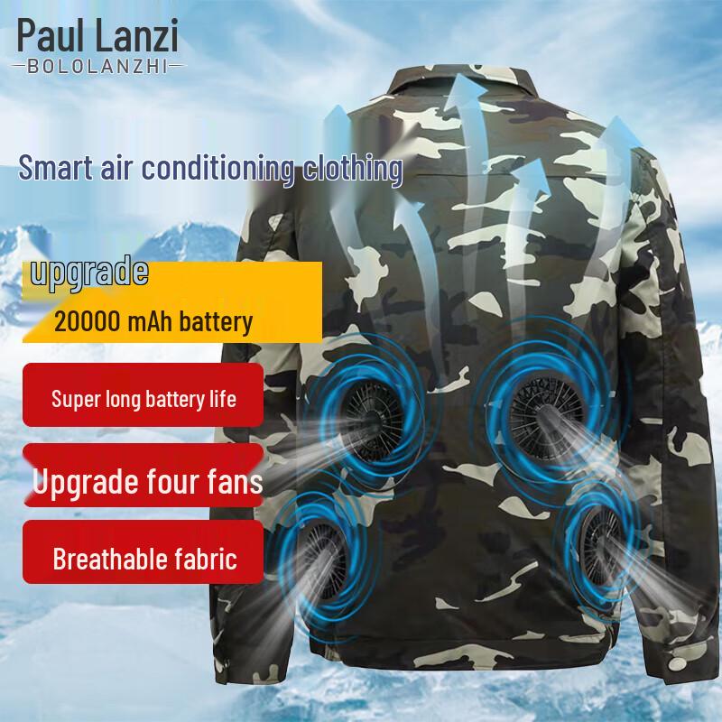 Men's Paul Lanzhi Cooling Fan Long-Sleeve Work Shirt