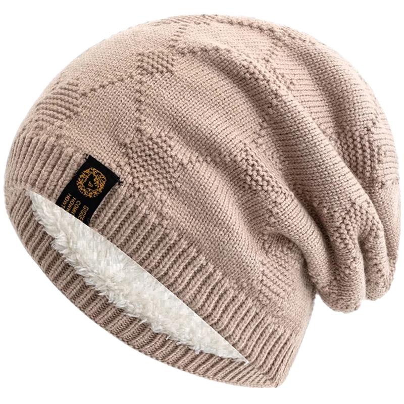 

Новый Стиль Мода Унисекс Зимняя Шапка Теплая Шерстяная Шапка Стильная Мягкая Шапка-Бини Для Мужчин Женщин Уличная Утепленная Лыжная Спортивная Вязаная Шапка 56cm-60cm бежевый