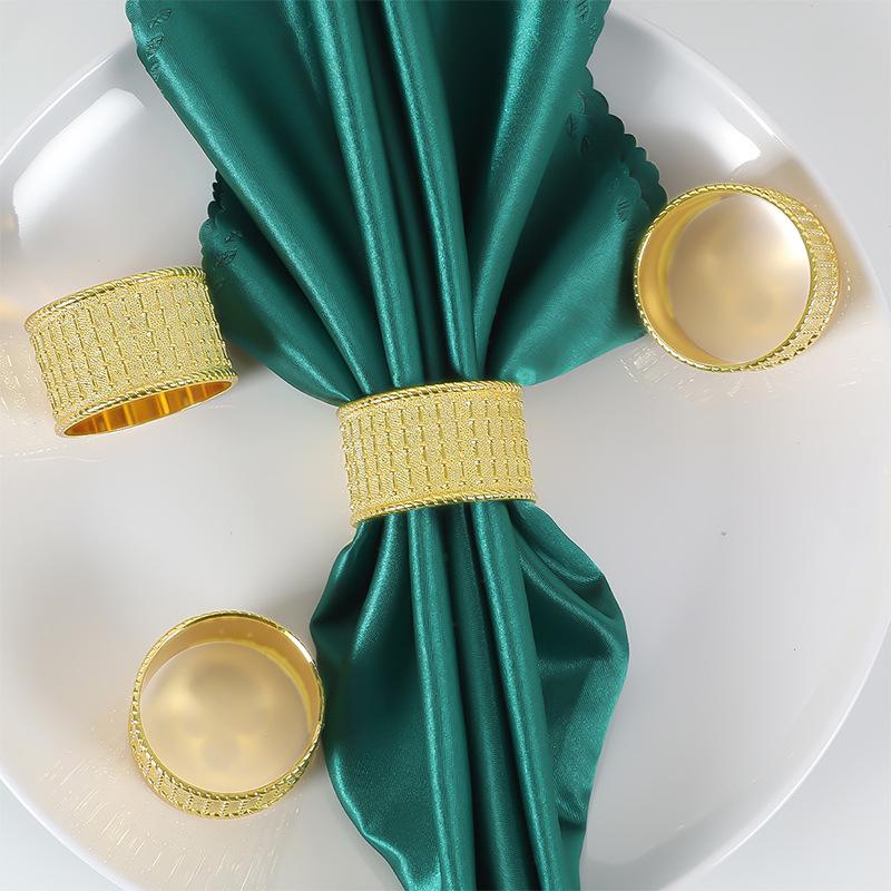 4 Pcs Zinc Alloy Die-casting Bead Curtain Napkin Ring Bead Section Napkin Buckle Golden Silver Napkin Ring Kitchen Decor Supplie