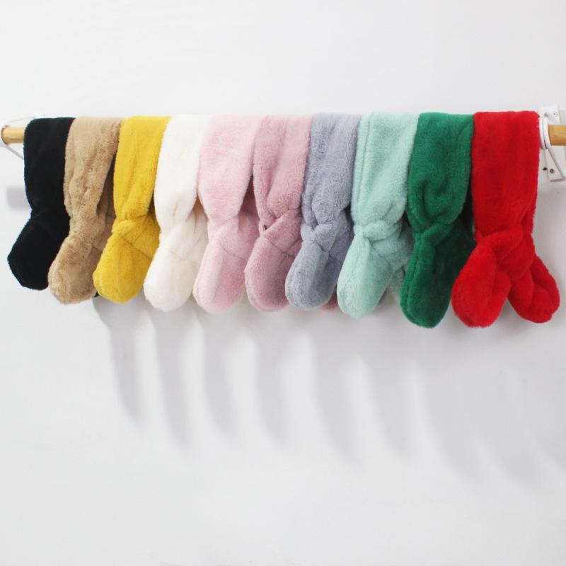 2025 Solid Color Children's Scarf: Autumn/Winter Warm Women's Imitation Rabbit Hair Thickened Baby Neck Warmer