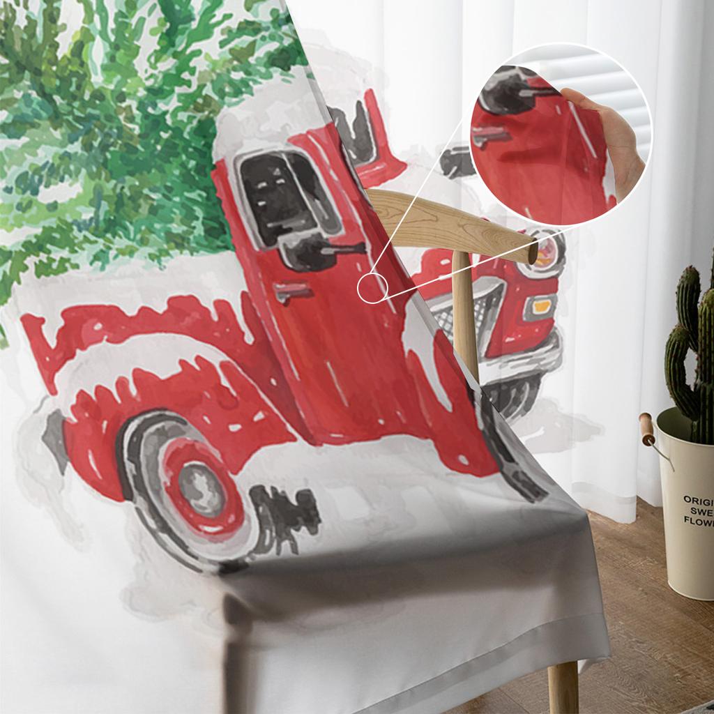 Camion de Crăciun Brad de Crăciun Perdele din Tul Perdea pentru Ușa Bucătăriei Voal Transparent Șifon Perdele de Crăciun pentru Living