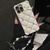 Luxury Glitter Bow Chain Phone Case for iPhone 16 Pro Max Bling Bling Diamond Designer Cover for iPhone 16e 13 14 Plus 15 11 12