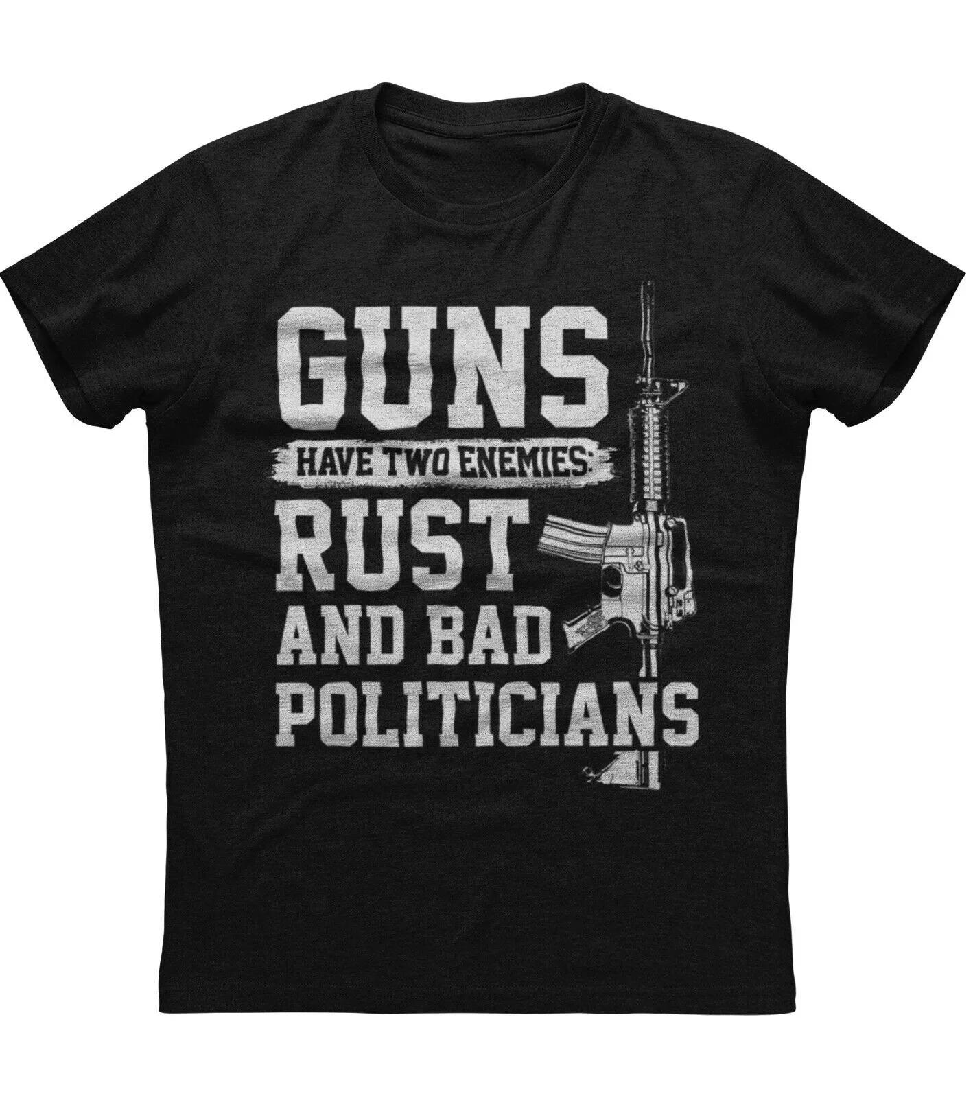 Guns Have Two Enemies 2nd Amendment AR15 Gun Rights TShirt 100 Cotton ONeck Short Sleeve Casual Mens Tshirt Size S3XL S