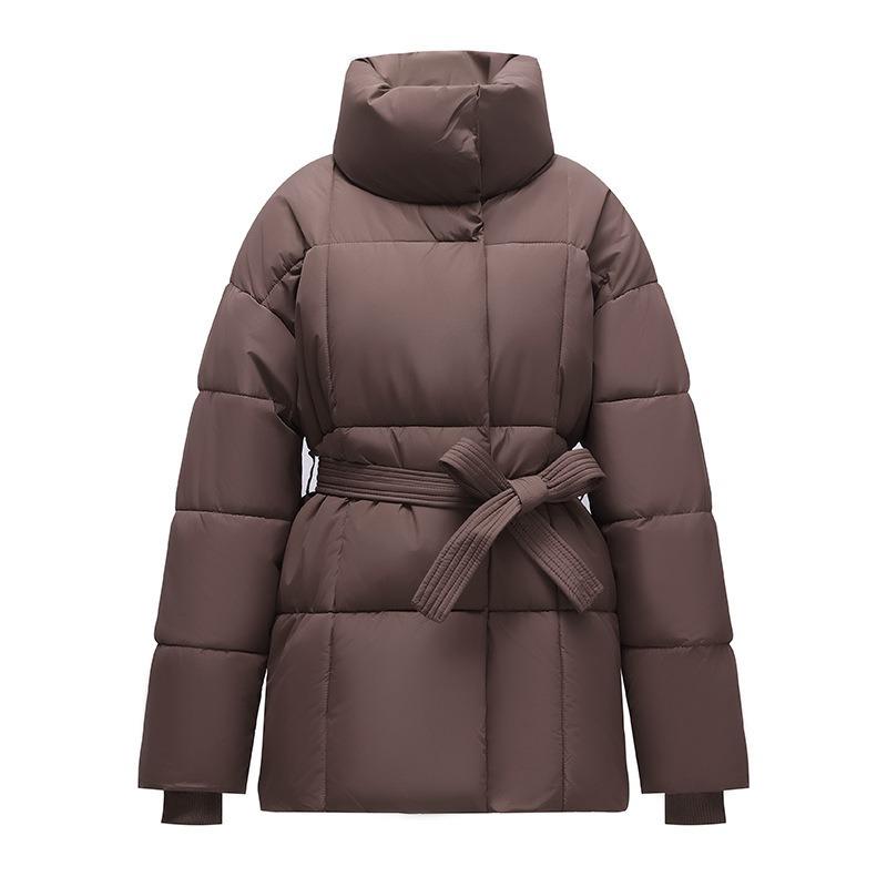 Winter neu mittel und lang Stehkragen Gürtel ist dünn, locker und vielseitig Mode Koreanische Version Daunen Baumwolle Kleidung Damenjacke