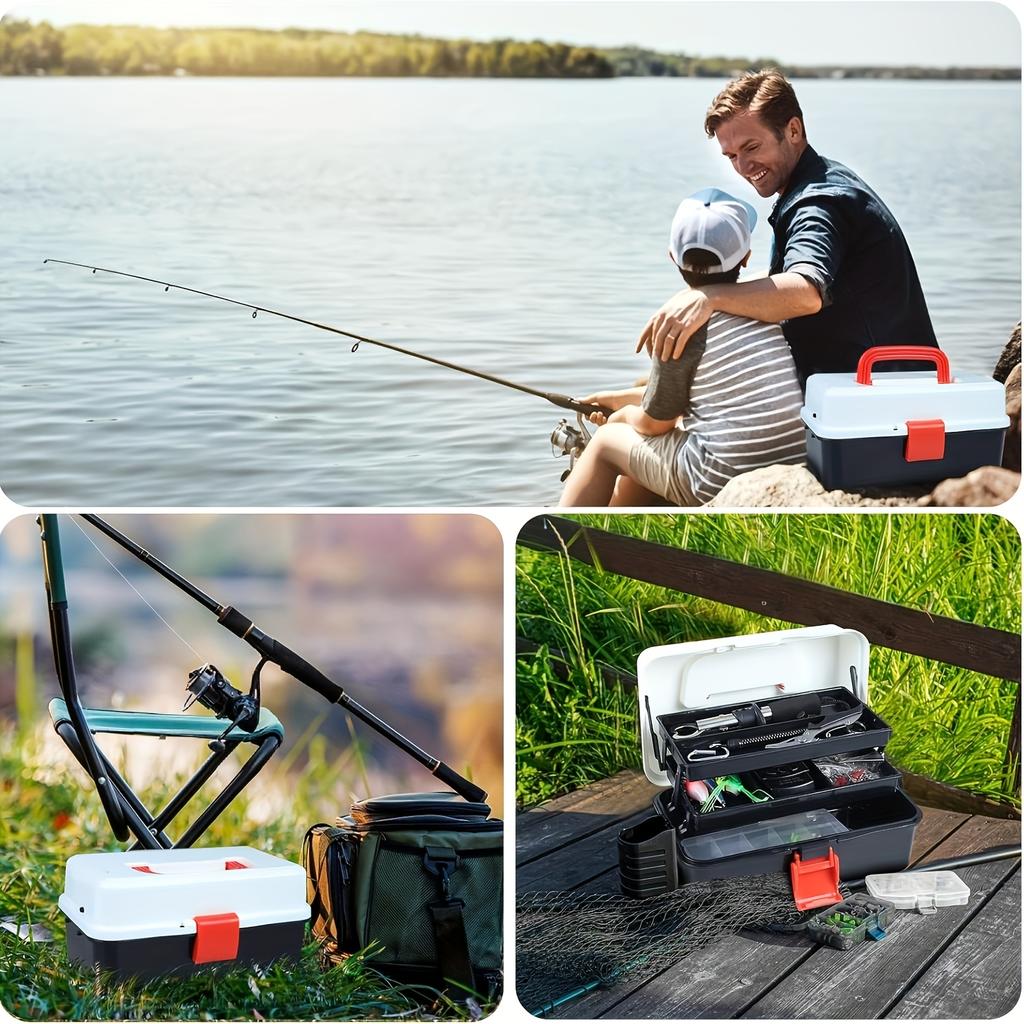 Three Layer Fishing Storage Box Large Capacity Heavy Duty Gear Organizer Gift For Fishing Enthusiasts Outdoor Daily Use