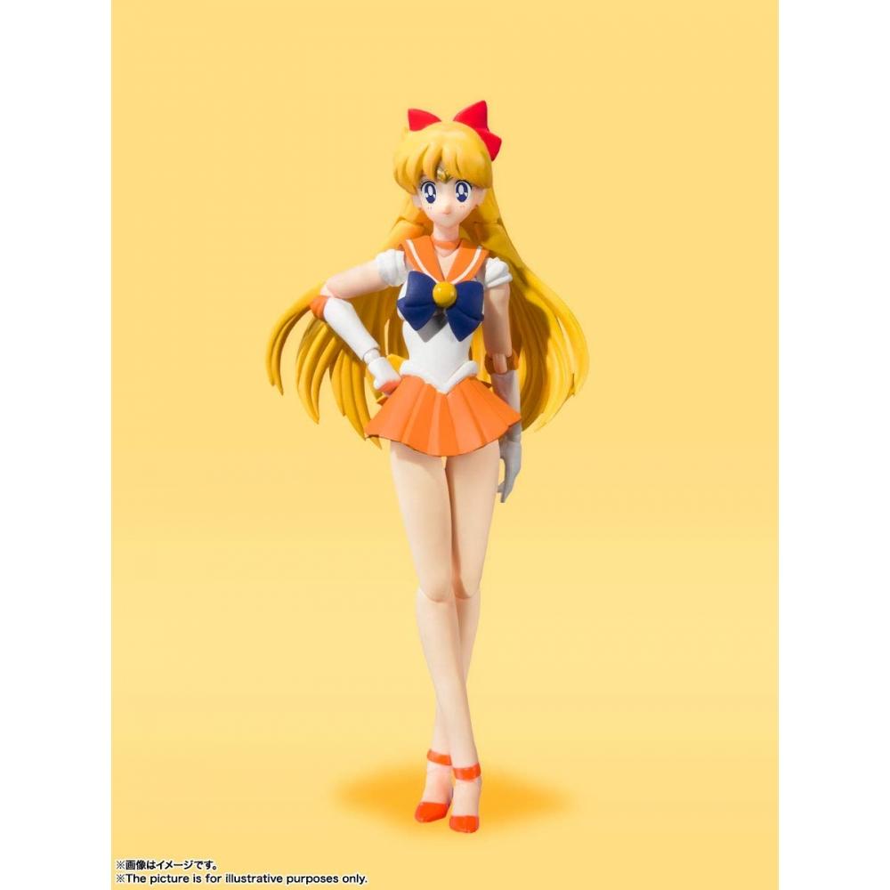 SHFiguarts Sailor Moon Sailor Venus - Animation Farbedition- (Wiederverkaufsversion) Ca.. 140 mm große, bewegliche Figur aus PVC und ABS, bemalt
