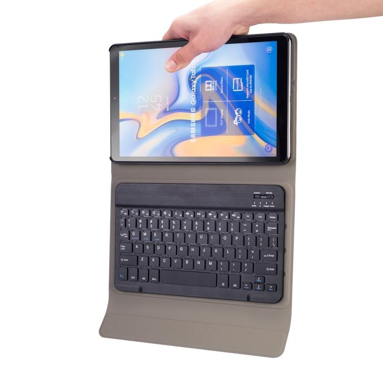 DY590 For Galaxy Tab A 10.5 T590 / T595 Detachable Plastic Bluetooth Keyboard Leather Tablet Case with Holder (Black)