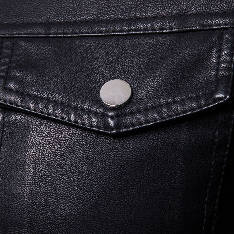 Leather Men's Autumn and Winter New Korean Version Slim Fitting Short Style Trendy Lapel Men's Leather Jacket Trendy Brand Motorcycle Jacket Men